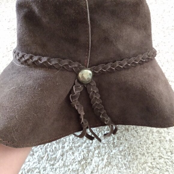 Brown Leather Floppy Hat - Picture 3 of 9
